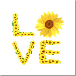 Sunflower Love (White Background) Posters and Art